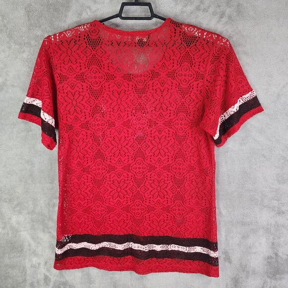 Womens Red Gameday Couture Lace Top Oklahoma State OU Short Sleeves Size XL - Picture 5 of 8